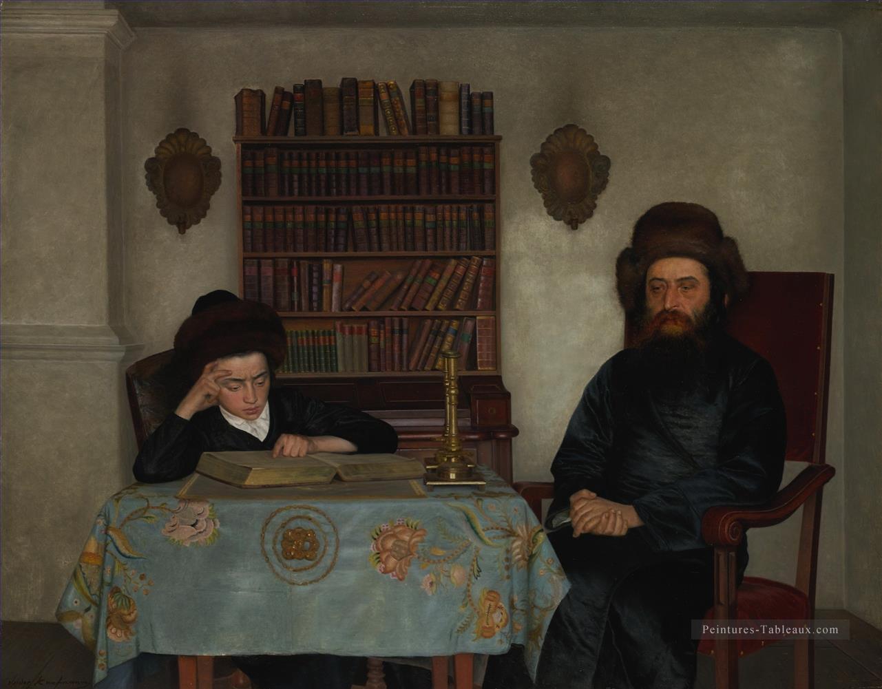 Rabbin avec jeune étudiant Isidore Kaufmann juif hongrois Peintures à l'huile